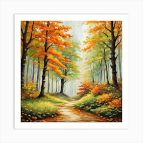 Forest In Autumn In Minimalist Style Square Composition 127 Art Print