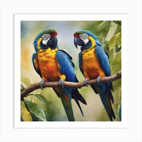 Pair Of Macaws Art Print