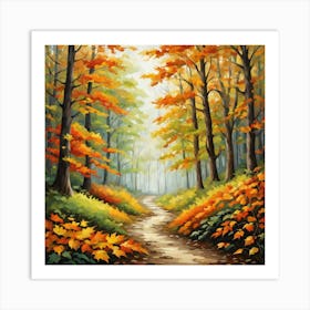 Forest In Autumn In Minimalist Style Square Composition 275 Art Print