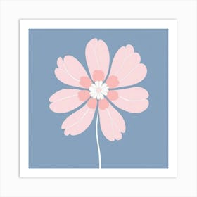 A White And Pink Flower In Minimalist Style Square Composition 608 Art Print