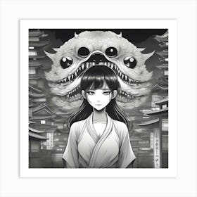 Girl In A Kimono Art Print