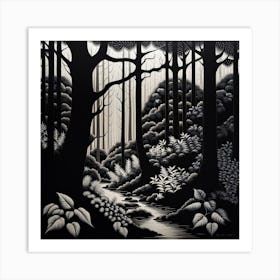 'The Forest', black and white art Art Print