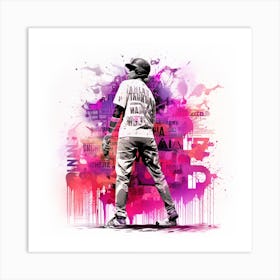 Baseball Player Splash Color Explosion Art Print