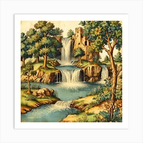 Waterfall In The Forest 2 Art Print