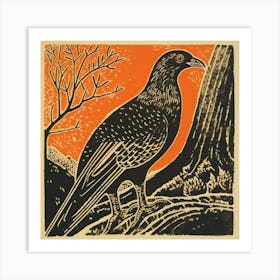 Retro Bird Lithograph Grouse 2 Art Print