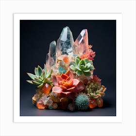 Succulents and Stones 8 Art Print