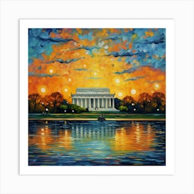 Sunset At The Lincoln Memorial Art Print