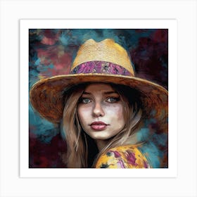 Woman In A Hat 10 Art Print