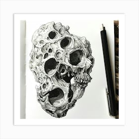 Skull Drawing Art Print