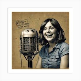 Woman With A Microphone Art Print