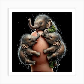 Elephants On A Finger 1 Art Print