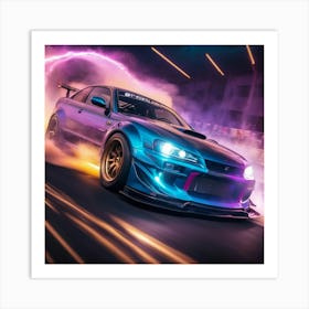 Drift Car Background Light Effect Art Print
