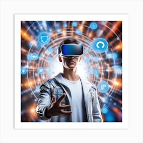 Man In Virtual Reality 1 Art Print