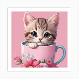 Kitten In A Teacup Art Print