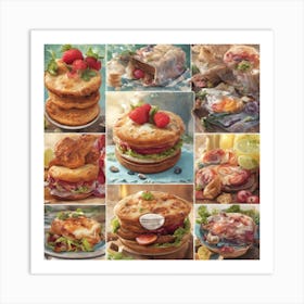 Collage Of Sandwiches Yummy Covers ( Bohemian Design ) Art Print