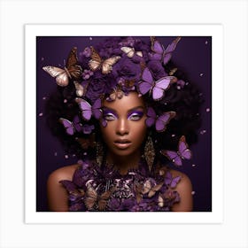 Purple Beauty With Butterflies 4 Art Print