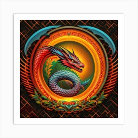 An abstract painting of a dragon Art Print