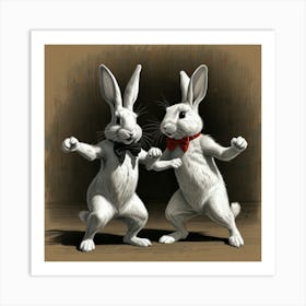 Rabbits Dancing 2 Art Print