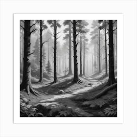 Black And White Forest Art Print