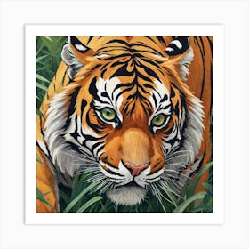 Tiger In The Grass Art Print