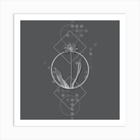 Vintage Golden Garlic Botanical with Line Motif and Dot Pattern in Ghost Gray n.0224 Art Print