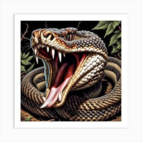 Snake With Open Mouth Art Print