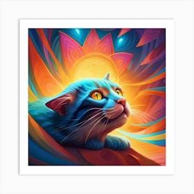 Psychedelic Cat Pop Art Art Print