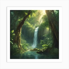 Waterfall In The Jungle Art Print