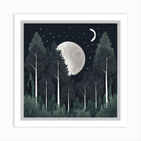 Moon And Forest Art Print