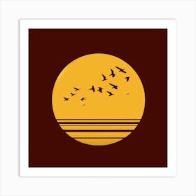 Sunset With Birds 2 Art Print