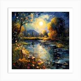 Enchanted Waters: Brushstroke Poem Art Print