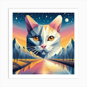 Poppy Low Poly Cat Art Print