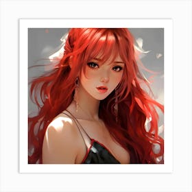 Red Haired Girl Anime 1 Art Print