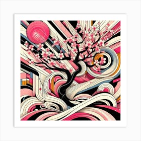 Abstract modernist sakura tree Art Print