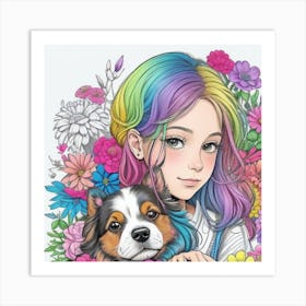 Dog and girl charm9 Art Print