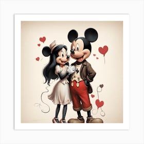 Mickey And Minnie Art Print