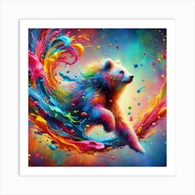 Colorful Bear Splash Art Print