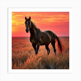 Horse At Sunset 10 Art Print