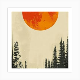 Moon In The Woods Art Print