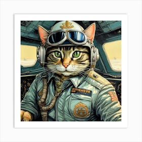 Pilot Hans Purrcival Art Print