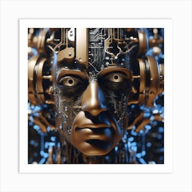 3d Rendering Of A Robot Head Art Print