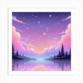 Sky With Twinkling Stars In Pastel Colors Square Composition 279 Art Print