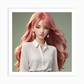 Pink Haired Girl 2 Art Print