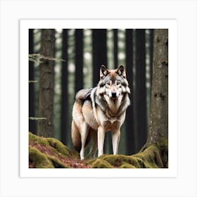 Wolf In The Forest 43 Art Print