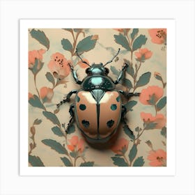 Pink beetle photography Art Print