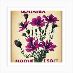 Flax3 Floral Botanical Vintage Poster Flower Art Print Floral Esot Art Print