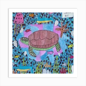 Turtle in the Sea Art Print