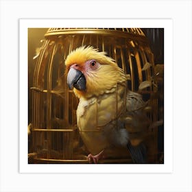 Parrot In Cage Art Print