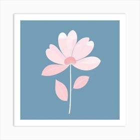 A White And Pink Flower In Minimalist Style Square Composition 447 Art Print