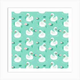 Elegant Swan Seamless Pattern Art Print